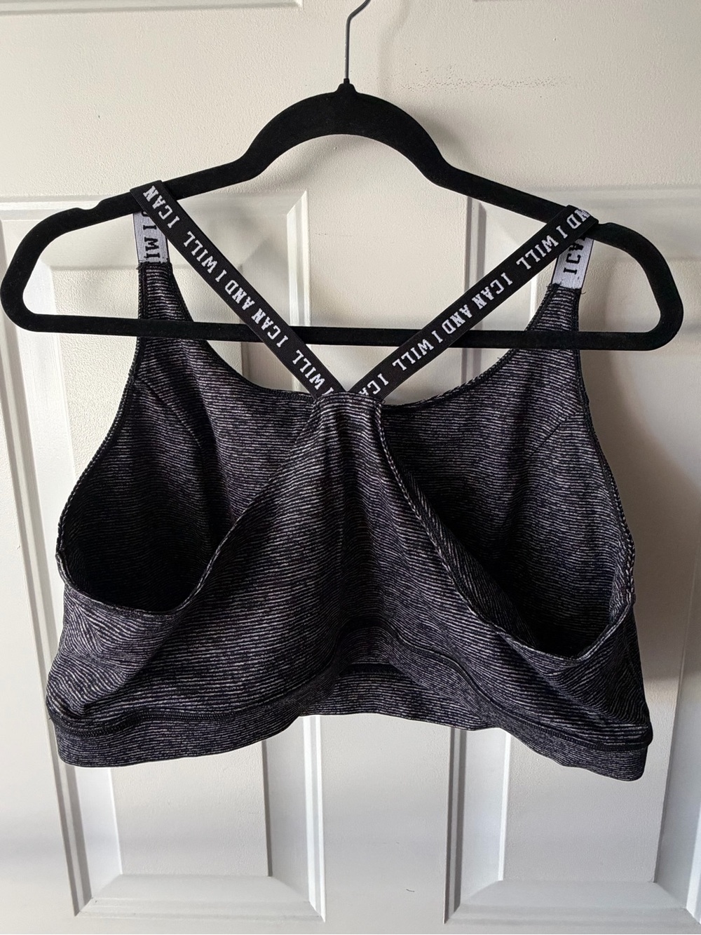 3X Women's Heathered Black Sports Bra with Branded Straps - Picture 3 of 4